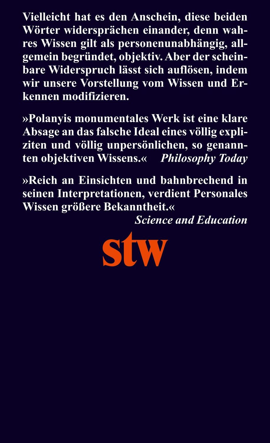 Rückseite: 9783518299852 | Personales Wissen | Auf dem Weg zu einer postkritischen Philosophie