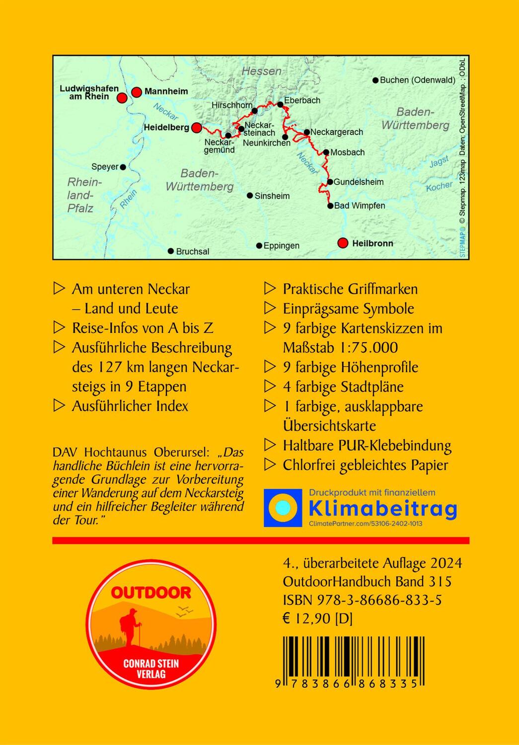 Rückseite: 9783866868335 | Neckarsteig | Jürgen Plogmann | Taschenbuch | Outdoor Wanderführer