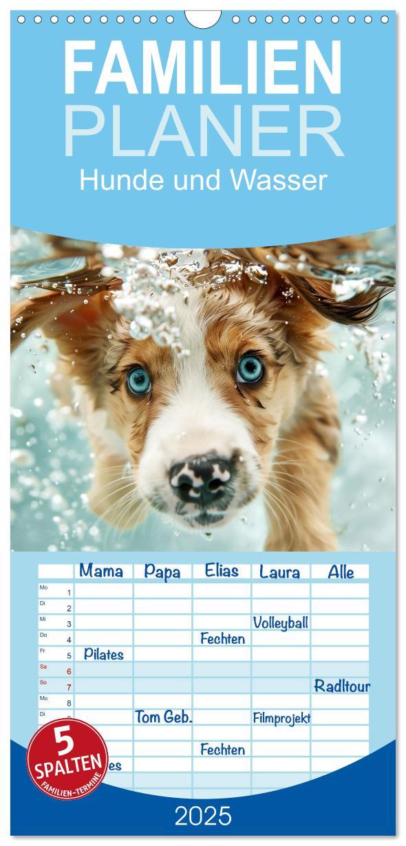 Cover: 9783457195499 | Familienplaner 2025 - Hunde und Wasser mit 5 Spalten (Wandkalender,...