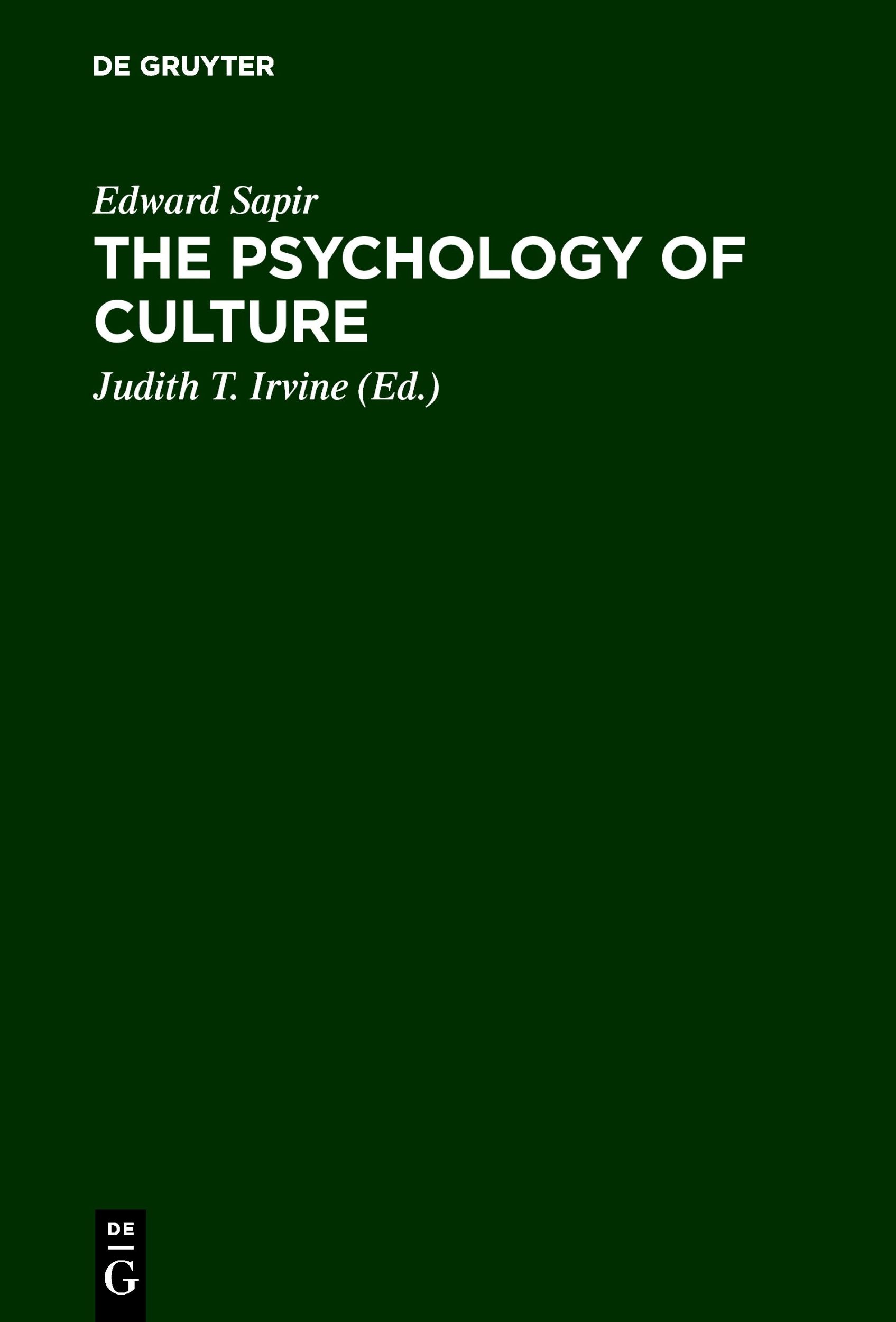 Cover: 9783110172829 | The Psychology of Culture | A Course of Lectures | Edward Sapir | Buch