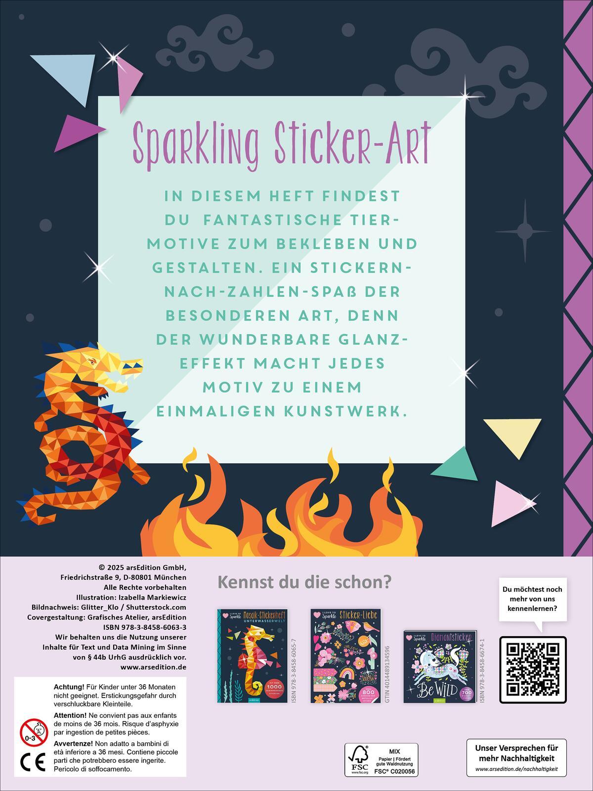 Rückseite: 9783845860633 | I Love to Sparkle - Mosaik-Stickerheft Fabelwesen | Markiewicz | Buch