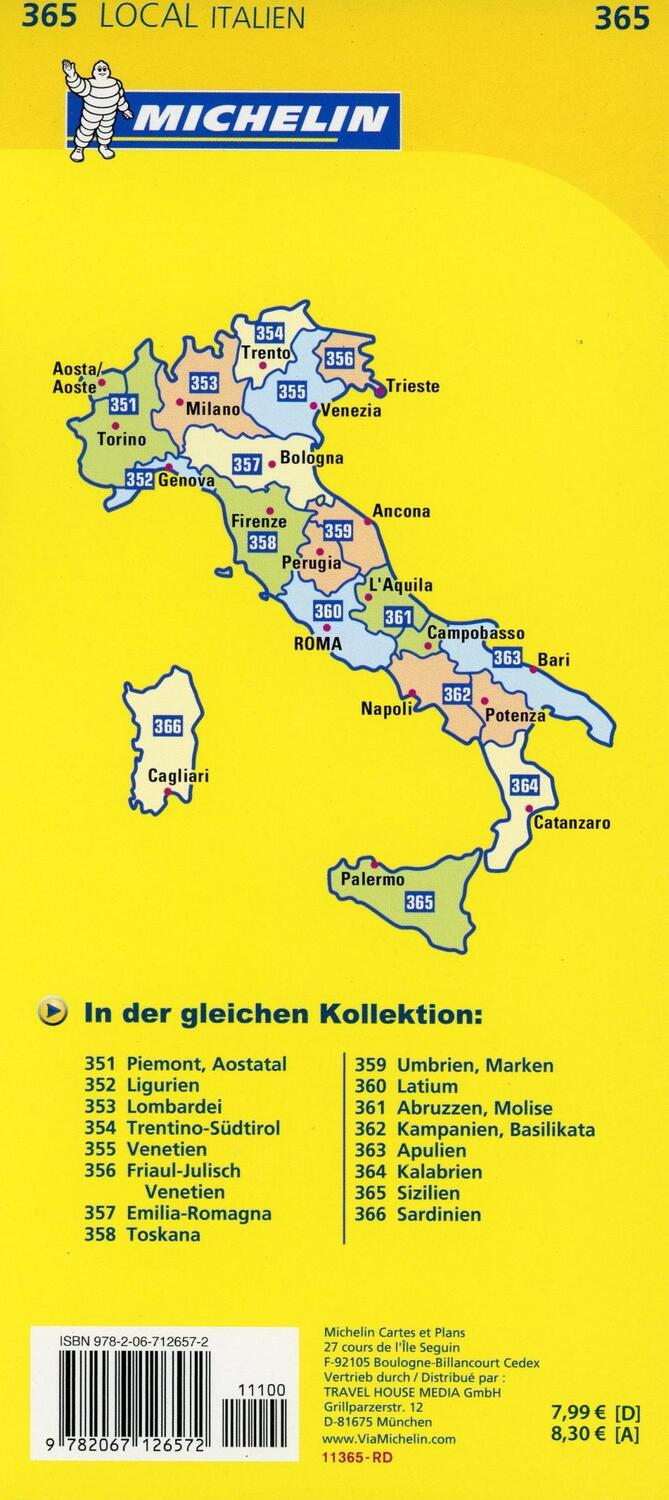 Bild: 9782067126572 | Michelin Lokalkarte Sizilien 1 : 220 000 | (Land-)Karte | 1 S. | 2022