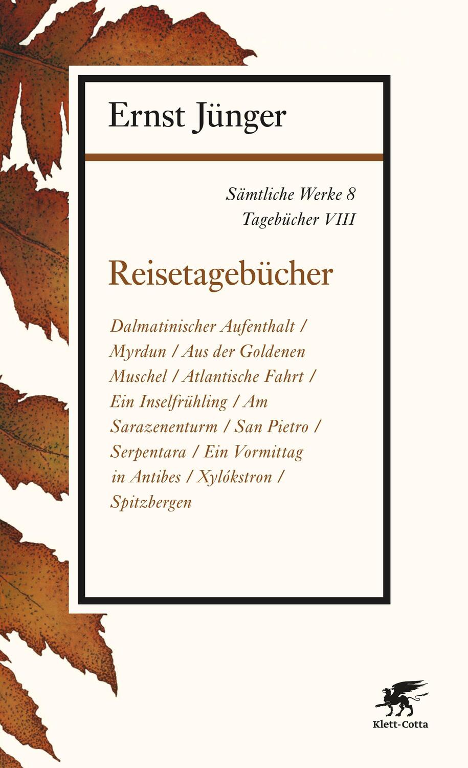 Cover: 9783608963083 | Sämtliche Werke - Band 8 | Tagebücher VIII: Reisetagebücher | Jünger