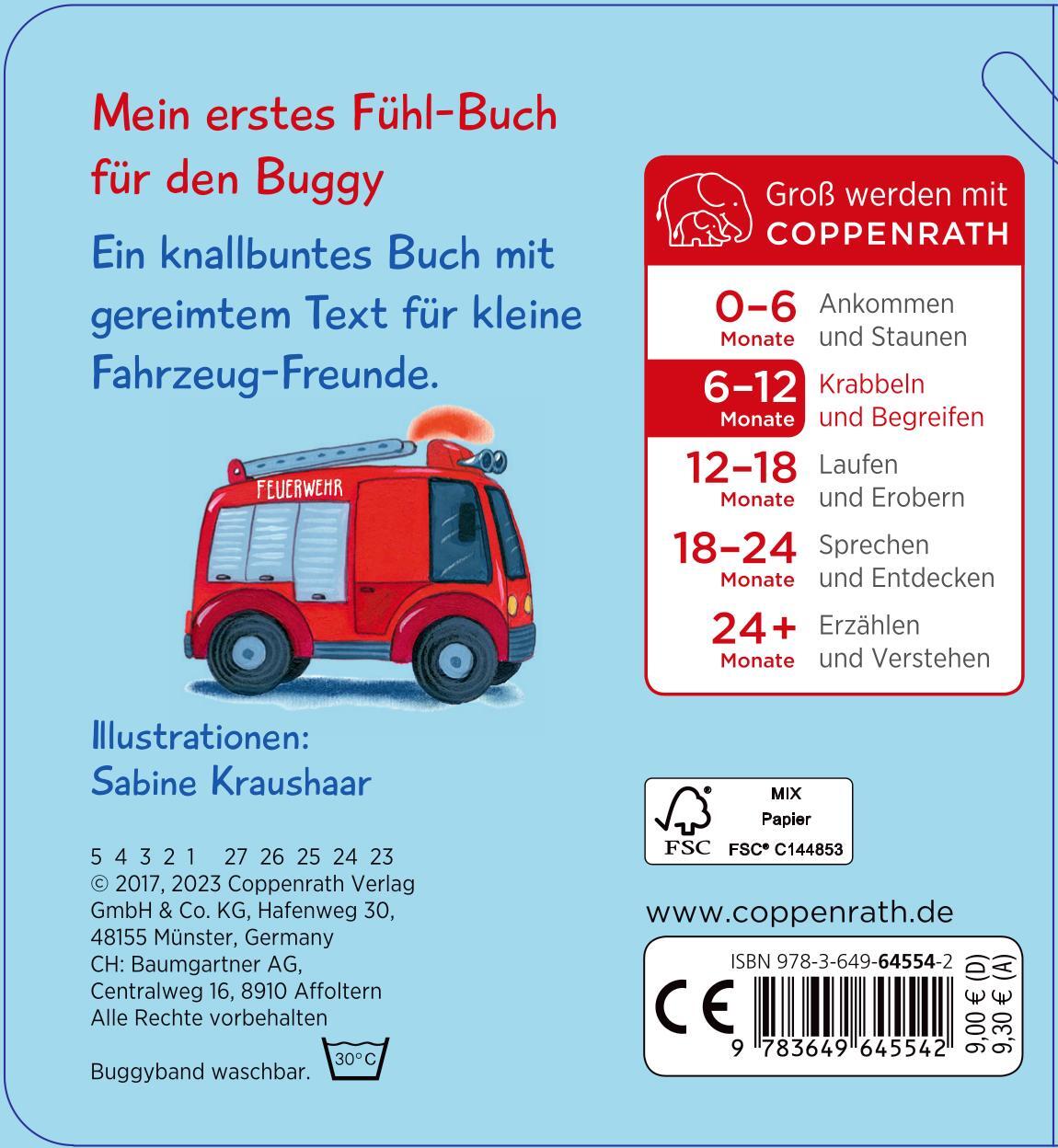 Rückseite: 9783649645542 | Mein erstes Fühl-Buch für den Buggy: 10 flinke Flitzer | Kraushaar