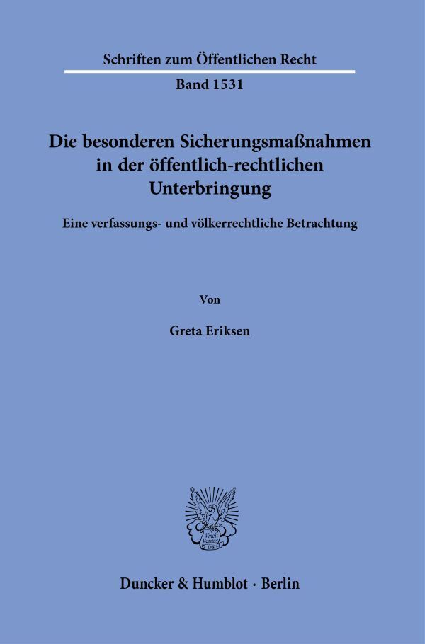 Cover: 9783428191536 | Die besonderen Sicherungsmaßnahmen in der öffentlich-rechtlichen...