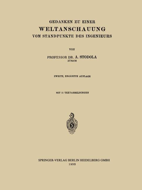 Cover: 9783662321485 | Gedanken zu Einer Weltanschauung vom Standpunkte des Ingenieurs | Buch