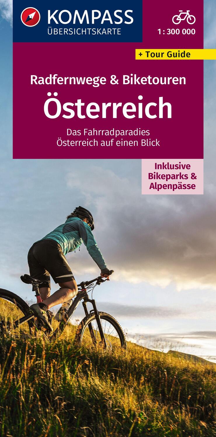 Cover: 9783991215325 | KOMPASS Radfernwegekarte & Biketouren Österreich - Übersichtskarte...