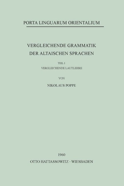 Cover: 9783447006873 | Vergleichende Grammatik der altaischen Sprachen | Nicholas Poppe