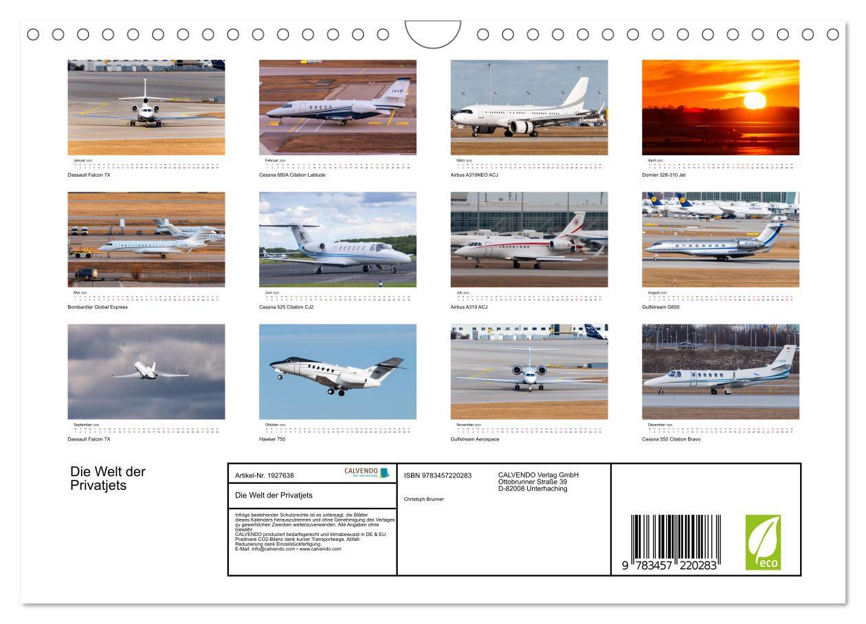 Bild: 9783457220283 | Die Welt der Privatjets (Wandkalender 2025 DIN A4 quer), CALVENDO...