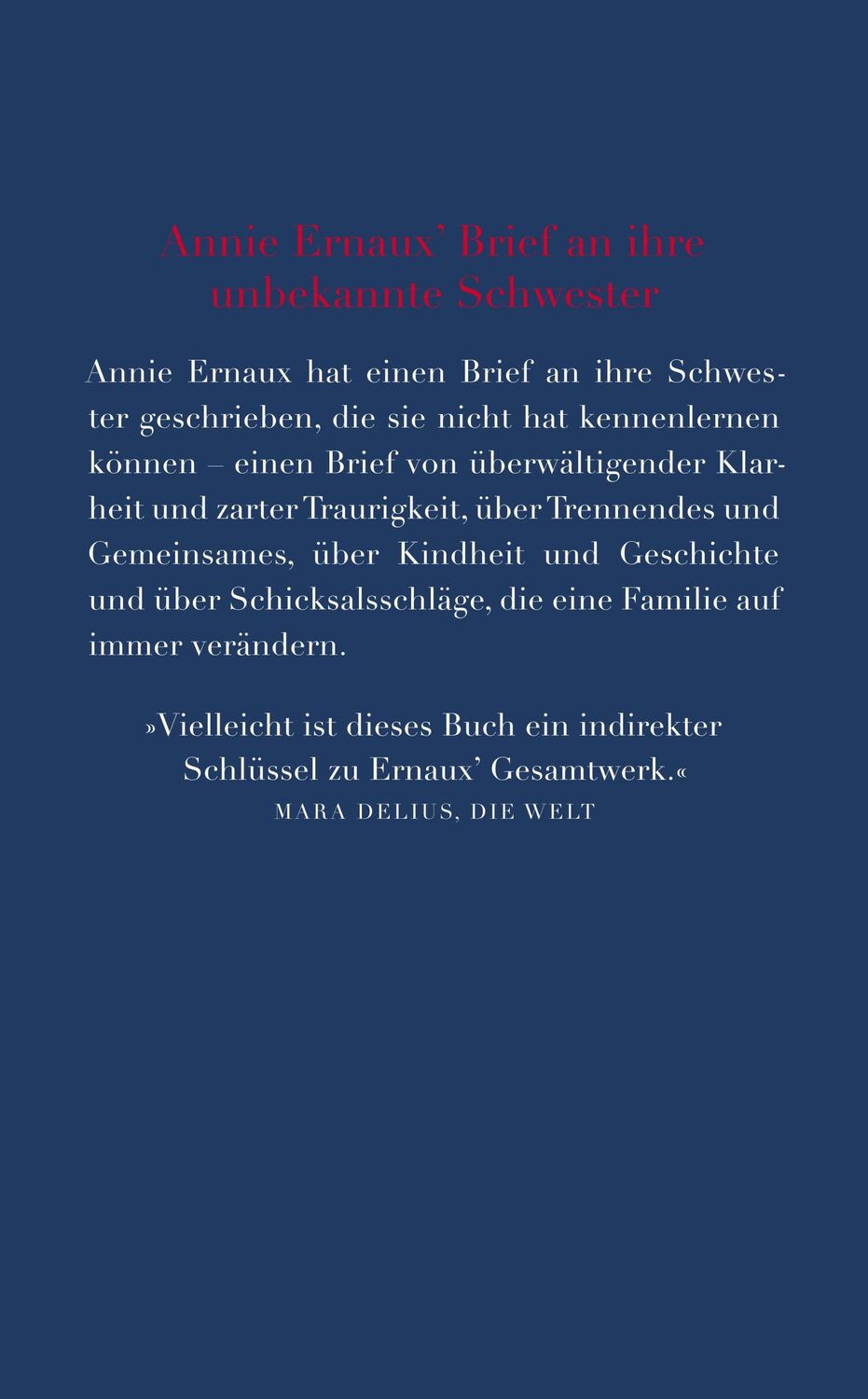 Rückseite: 9783518473573 | Das andere Mädchen | Nobelpreis für Literatur 2022 | Annie Ernaux