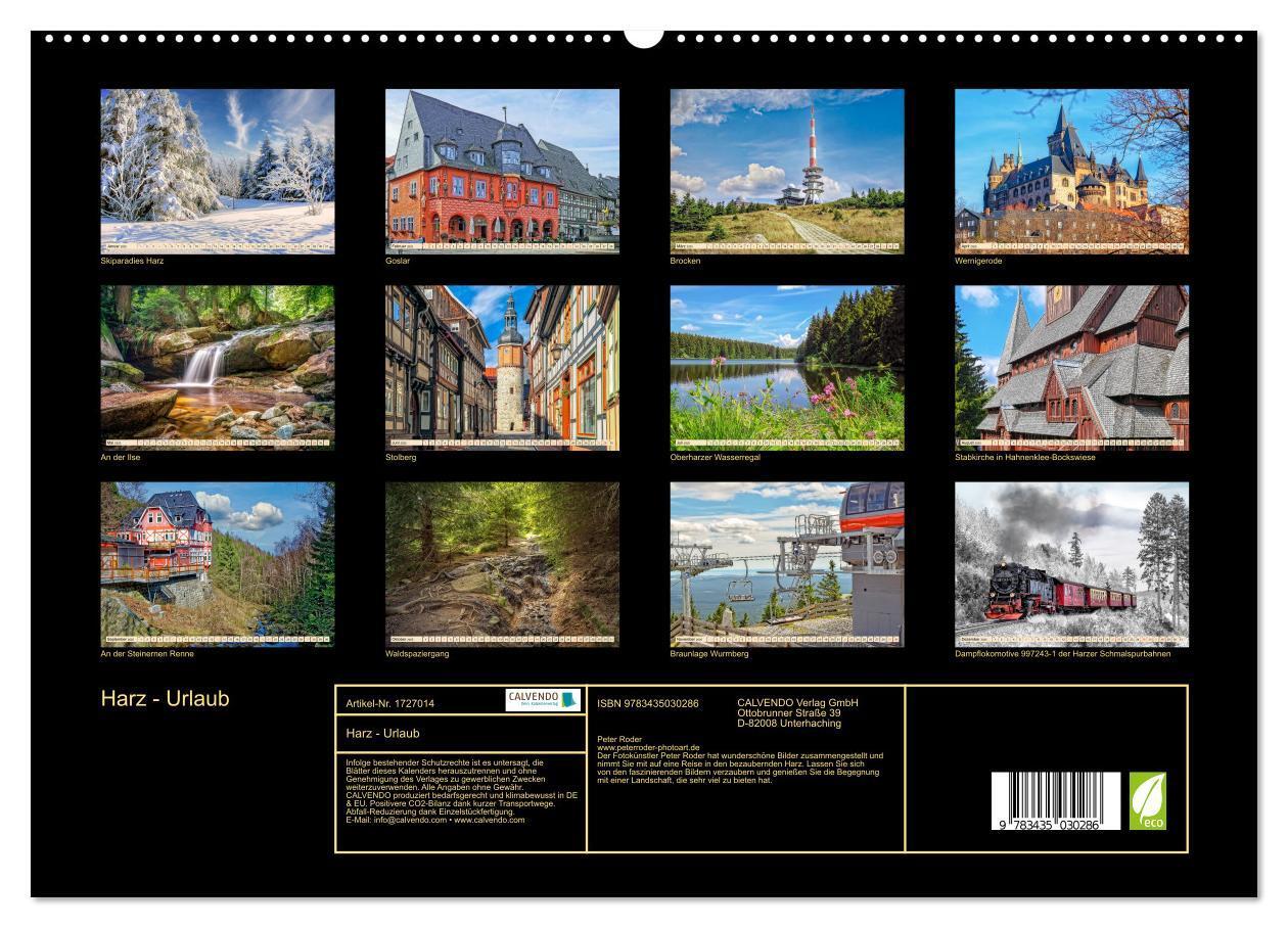 Bild: 9783435030286 | Harz - Urlaub (Wandkalender 2025 DIN A2 quer), CALVENDO Monatskalender