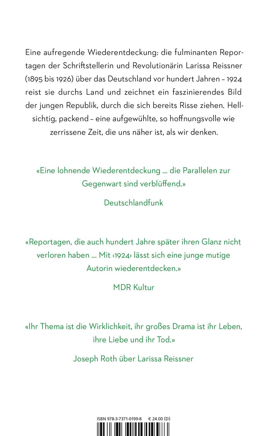 Rückseite: 9783737101998 | 1924 | Larissa Reissner | Buch | 272 S. | Deutsch | 2024