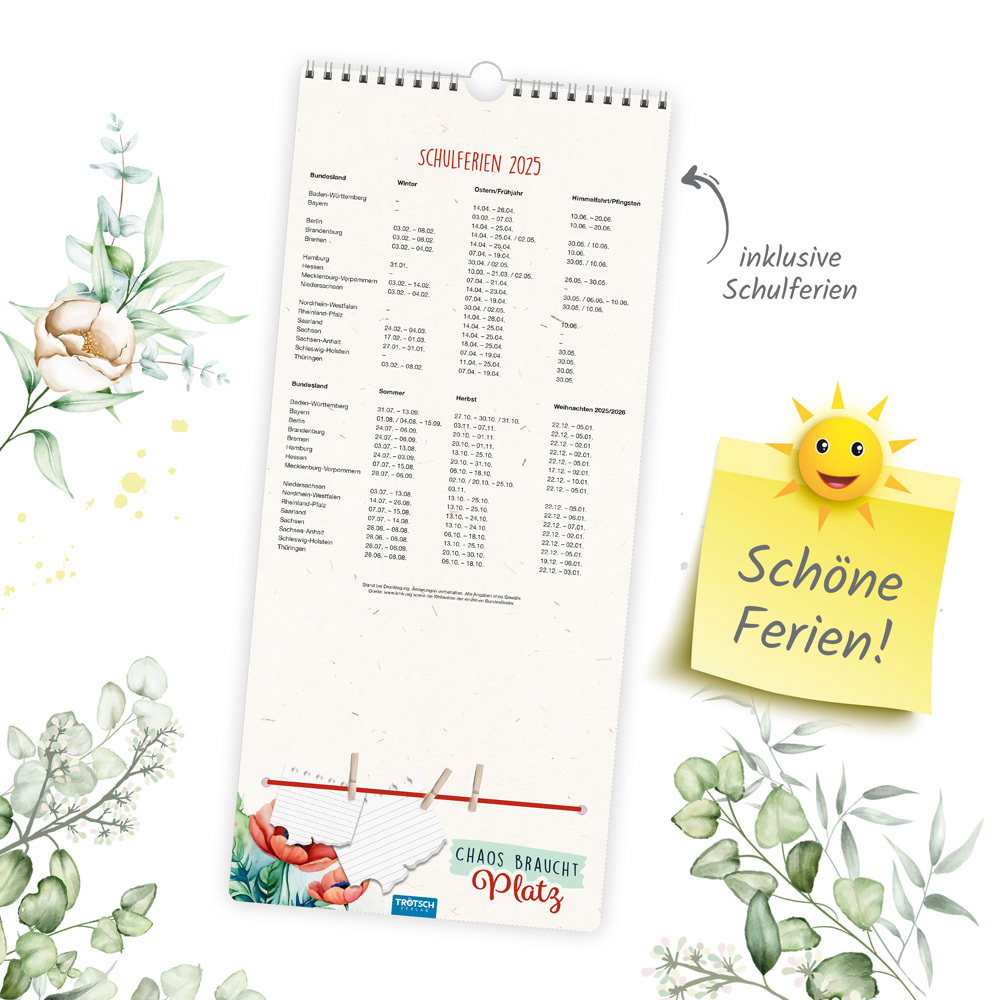 Bild: 9783988022523 | Trötsch Premium-Familienkalender Familientermine Blumen 2025 | Co.KG