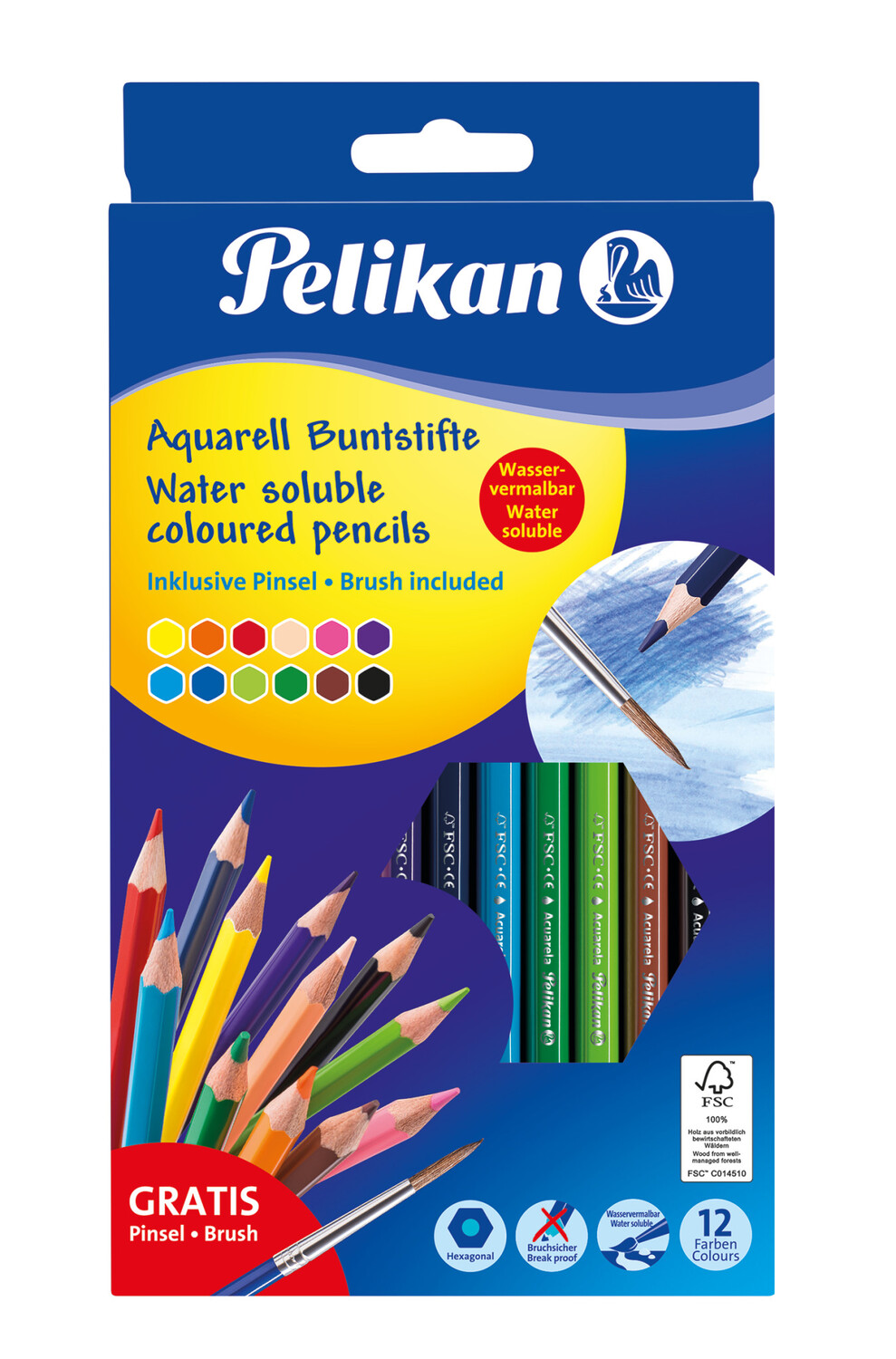 Cover: 4012700700674 | Pelikan 700672 - Aquarell Buntstifte Standard, 12 Stifte | 700672