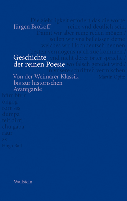 Cover: 9783835306165 | Geschichte der reinen Poesie | Jürgen Brokoff | Buch | 608 S. | 2010