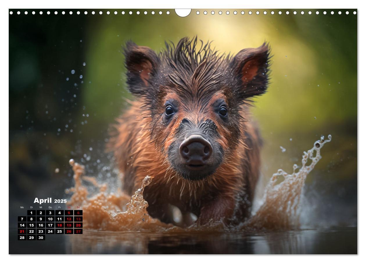 Bild: 9783383912061 | Tierkinder beim baden (Wandkalender 2025 DIN A3 quer), CALVENDO...