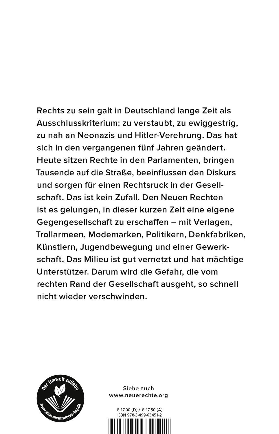 Rückseite: 9783499634512 | Das Netzwerk der Neuen Rechten | Christian Fuchs (u. a.) | Taschenbuch