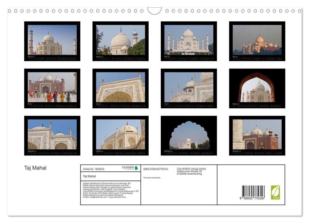 Bild: 9783435775316 | Taj Mahal (Wandkalender 2025 DIN A3 quer), CALVENDO Monatskalender