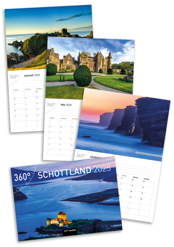 Bild: 9783968555812 | 360° Schottland Broschürenkalender 2025 | Hartmut Krinitz | Kalender