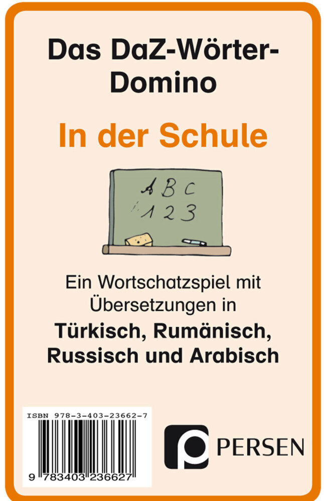 Cover: 9783403236627 | Das DaZ-Wörter-Domino: In der Schule, Kartenspiel | Kirschbaum (u. a.)