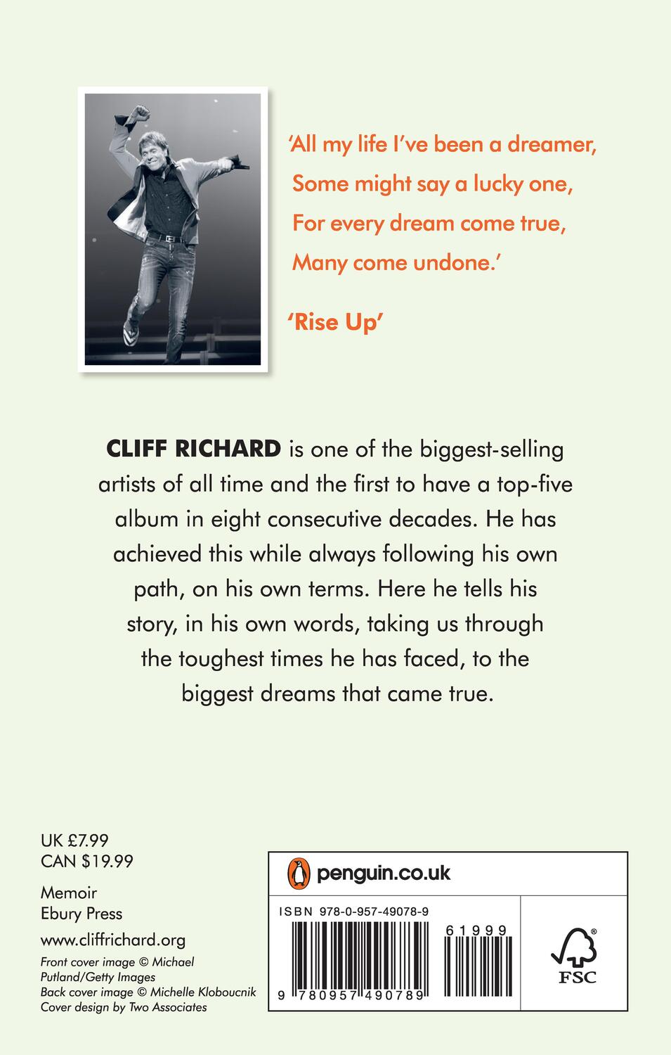 Rückseite: 9780957490789 | The Dreamer | An Autobiography | Cliff Richard | Taschenbuch | 2021