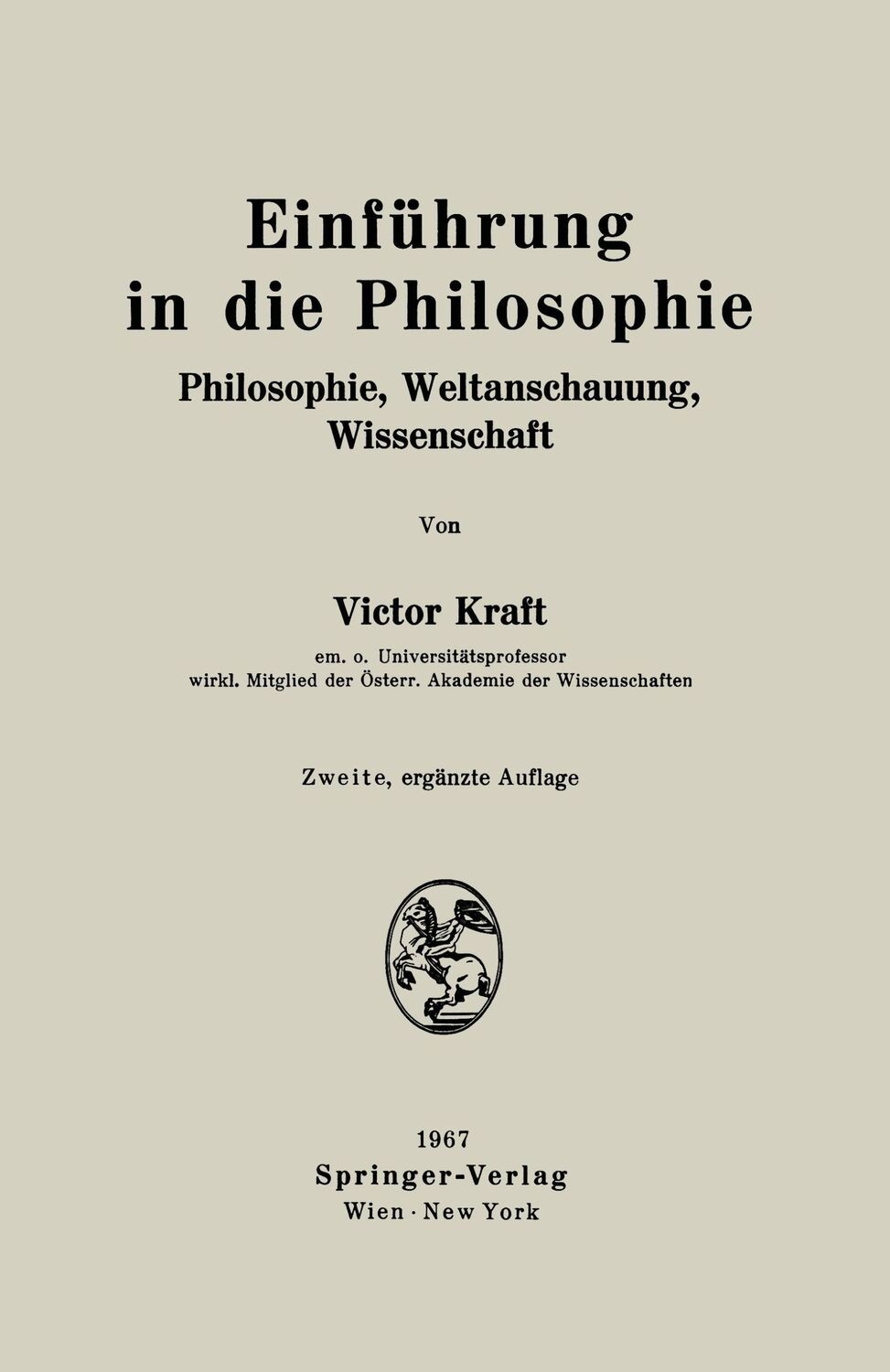 Cover: 9783211808221 | Einführung in die Philosophie | Victor Kraft | Taschenbuch | Paperback