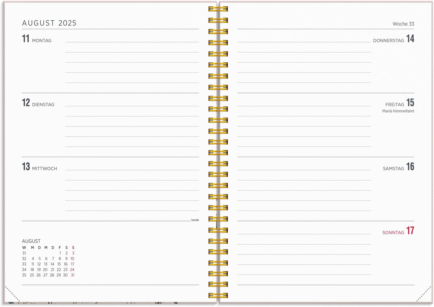 Bild: 7340188003787 | Burde Senator A5 Story Blumen Kalender 2025 | Terminplaner für 2025