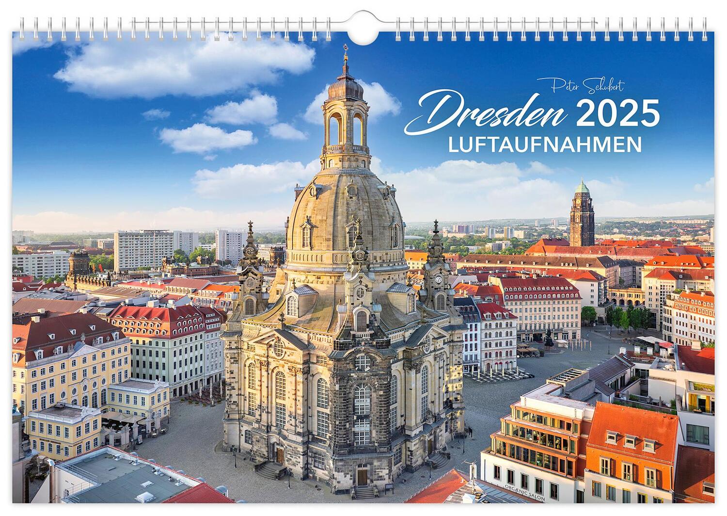 Cover: 9783910680494 | Kalender Dresden Luftaufnahmen 2025 | 45 x 30 cm schwarzes Kalendarium
