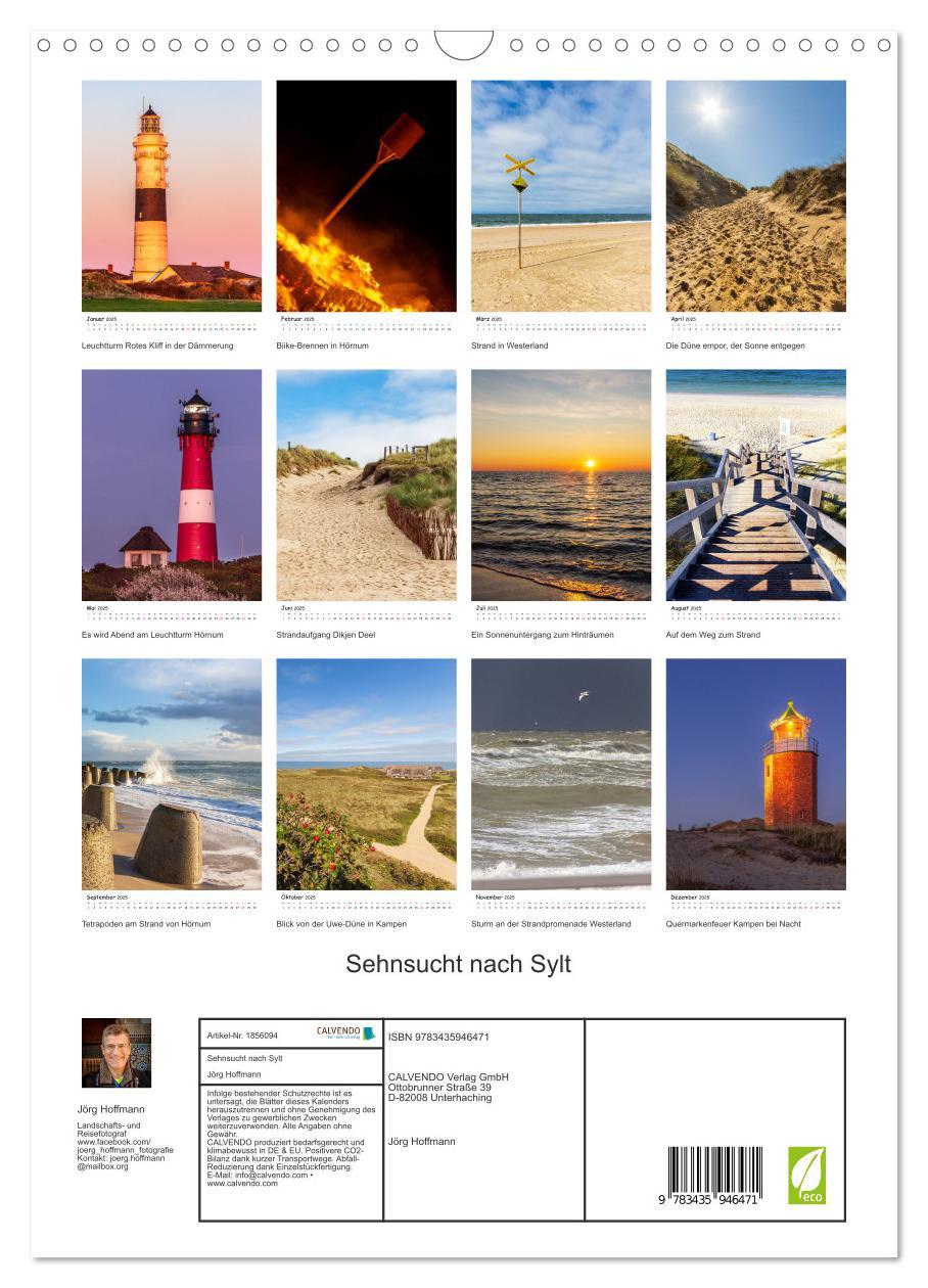 Bild: 9783435946471 | Sehnsucht nach Sylt (Wandkalender 2025 DIN A3 hoch), CALVENDO...