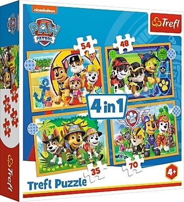 Cover: 5900511343953 | PAW Patrol, 4 in 1 Puzzle (Kinderpuzzle) | Spiel | In Spielebox | 2022