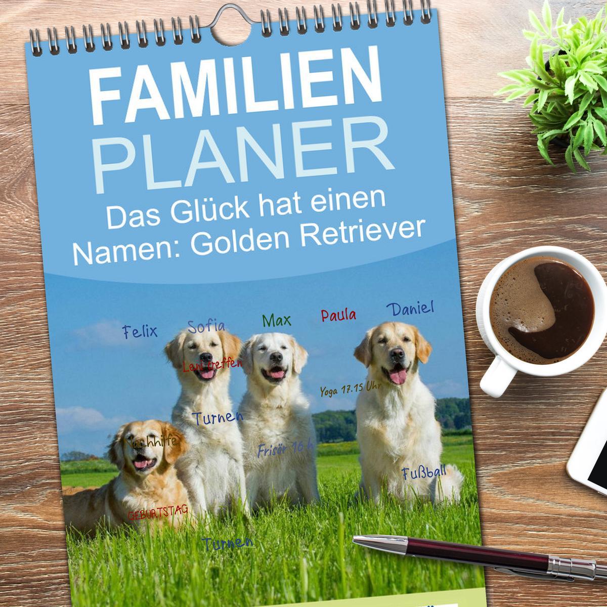 Bild: 9783457111888 | Familienplaner 2025 - Das Glück hat einen Namen - Golden Retriever...