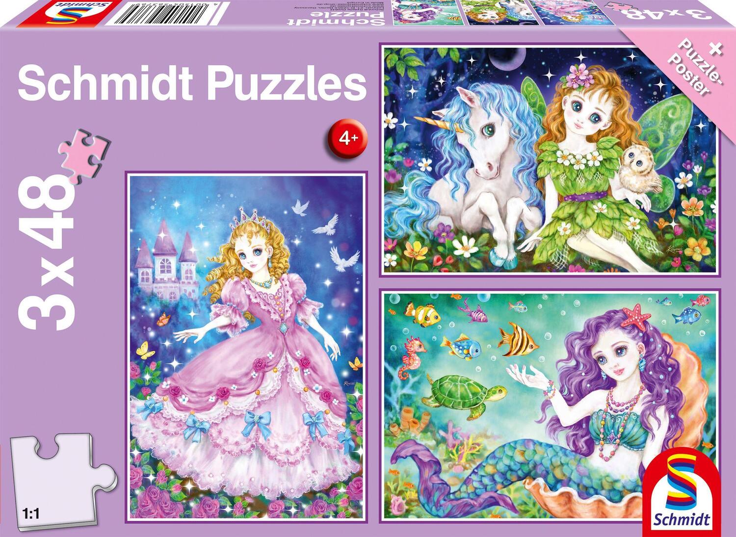 Cover: 4001504563769 | Prinzessin, Fee & Meerjungfrau. Puzzle 3 x 24 Teile | Spiel | Deutsch