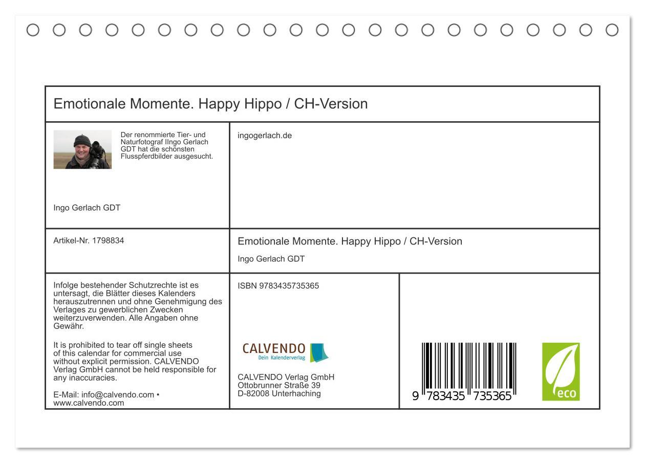 Bild: 9783435735365 | Emotionale Momente. Happy Hippo / CH-Version (Tischkalender 2025...