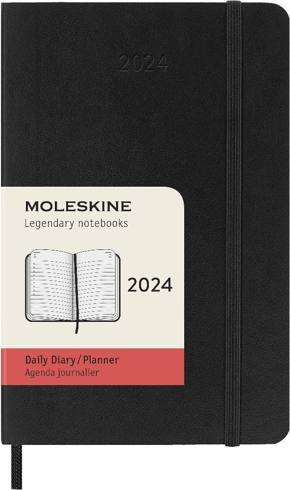 Bild: 8056598856576 | Moleskine 12 Monate Tageskalender 2024, Pocket/A6, Schwarz | Buch