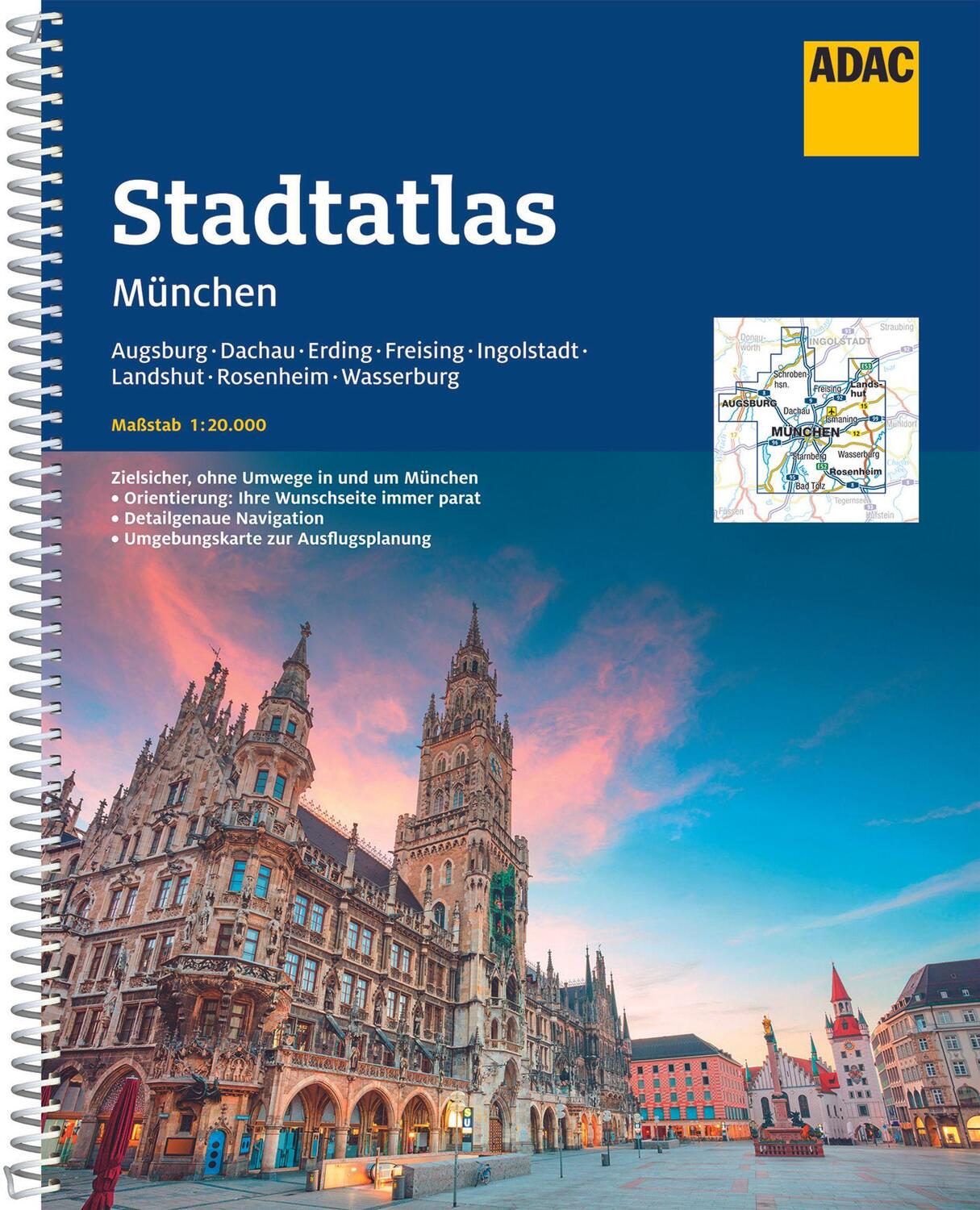 Cover: 9783826425073 | ADAC StadtAtlas München 1:20 000 mit Augsburg, Dachau, Erding,...