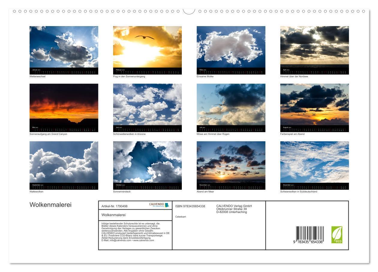 Bild: 9783435654338 | Wolkenmalerei (hochwertiger Premium Wandkalender 2025 DIN A2 quer),...