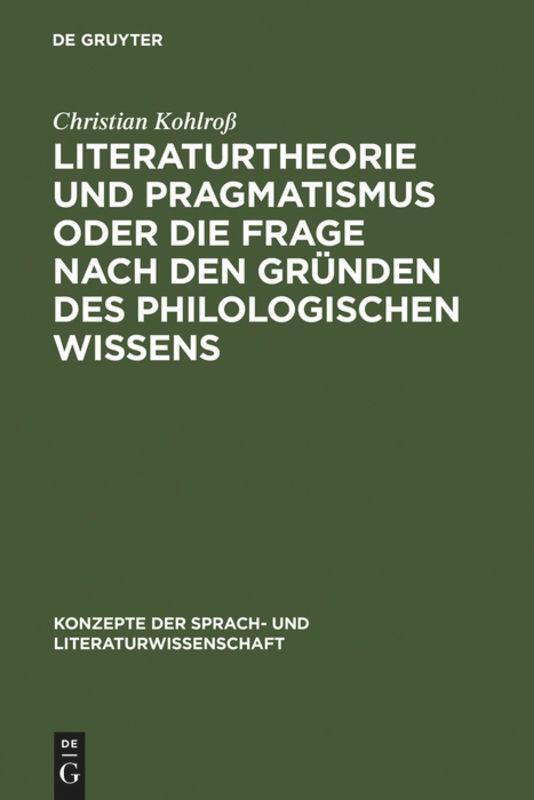 Cover: 9783484220676 | Literaturtheorie und Pragmatismus oder die Frage nach den Gründen...