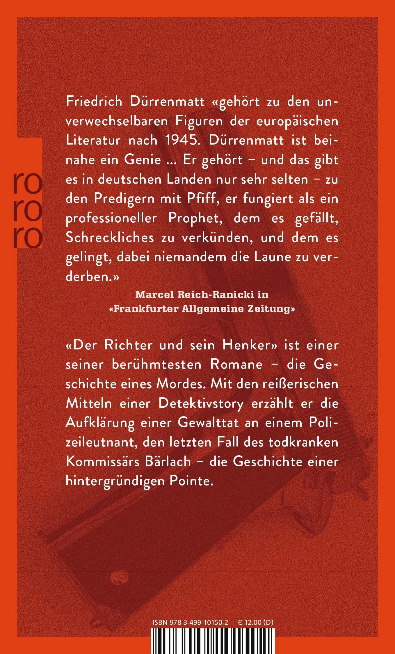 Rückseite: 9783499101502 | Der Richter und sein Henker | Friedrich Dürrenmatt | Taschenbuch