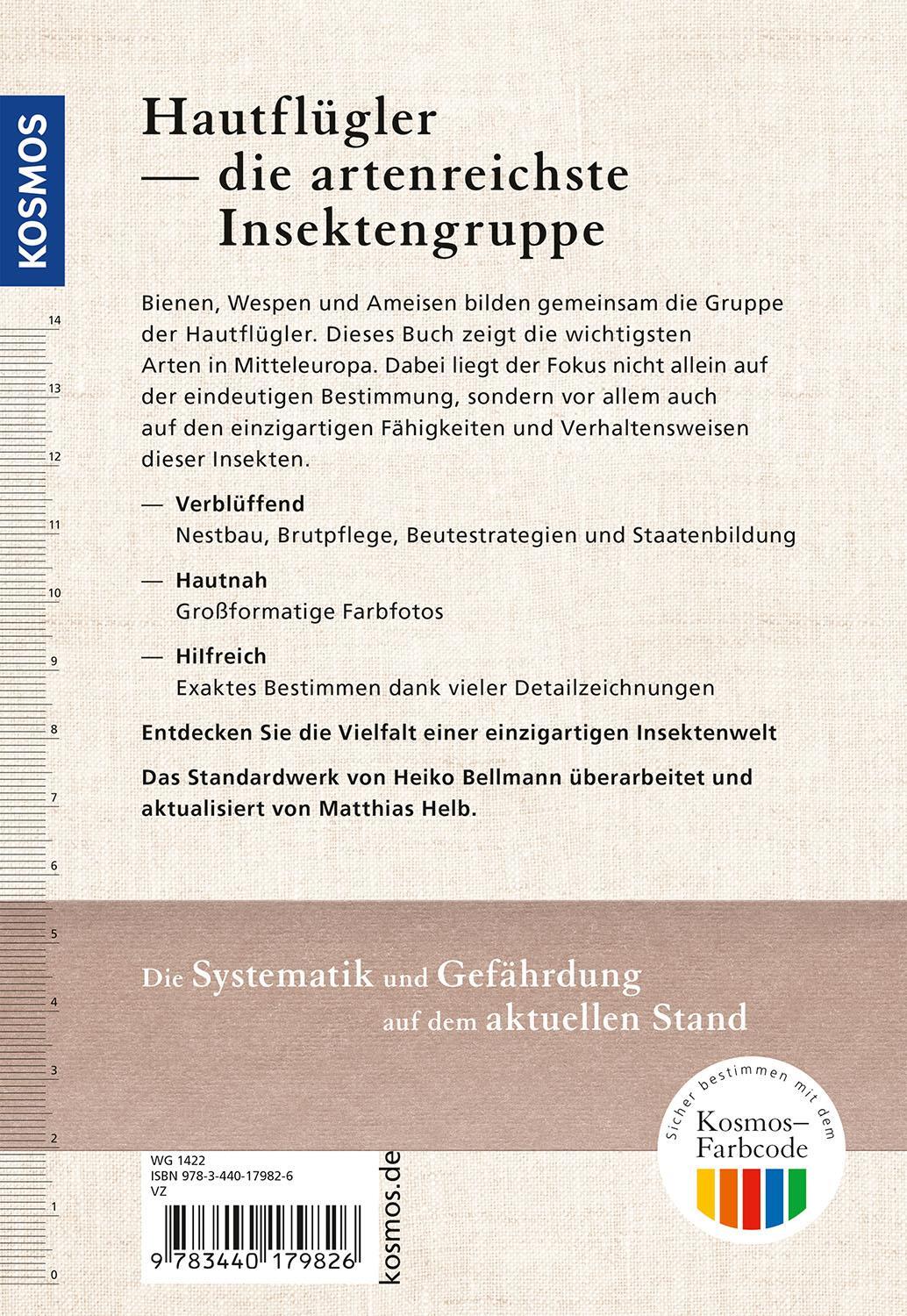 Rückseite: 9783440179826 | Bienen, Wespen, Ameisen | Heiko Bellmann (u. a.) | Taschenbuch | 2024