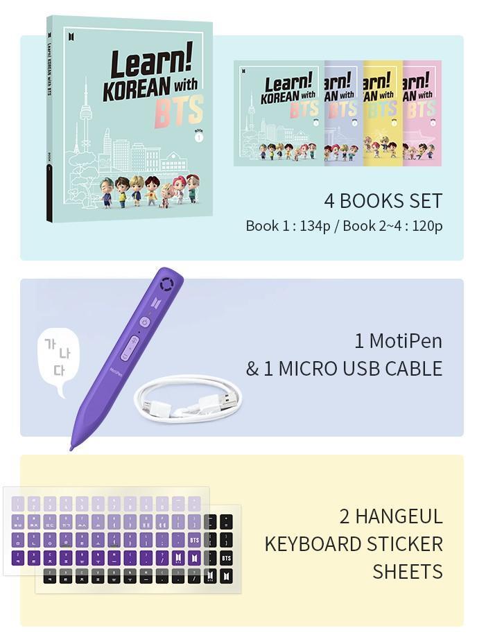 Bild: 9791190996402 | Learn! KOREAN With BTS 4-Book Set With Motipen Korean Learning for...