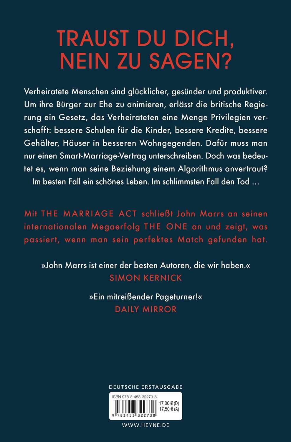 Bild: 9783453322738 | The Marriage Act - Bis der Tod euch scheidet | Roman | John Marrs