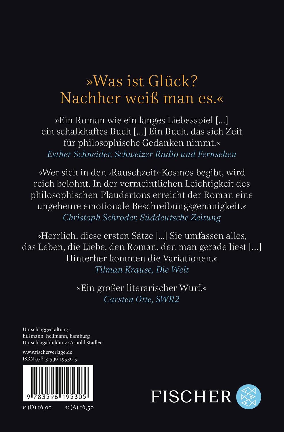 Rückseite: 9783596195305 | Rauschzeit | Roman | Arnold Stadler | Taschenbuch | 560 S. | Deutsch