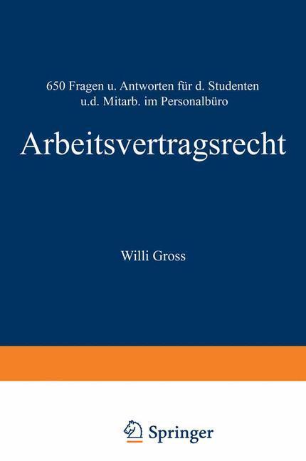 Cover: 9783409710817 | Arbeitsvertragsrecht | Willi Groß | Taschenbuch | Paperback | Deutsch