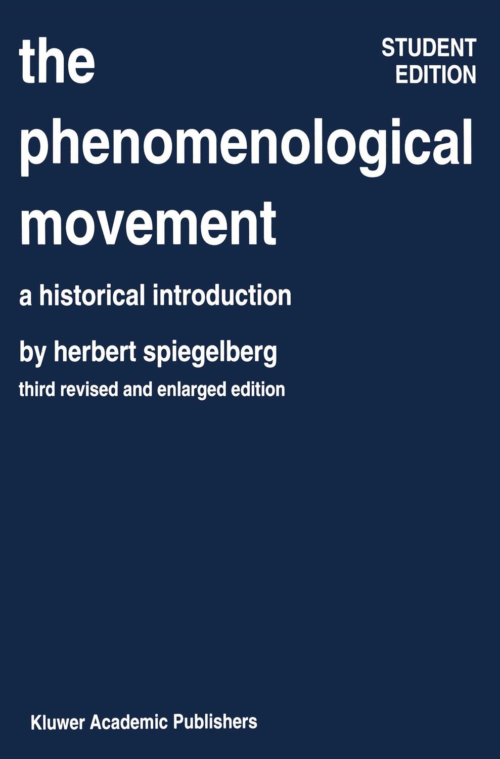 Cover: 9789024725359 | The Phenomenological Movement | A Historical Introduction | Buch
