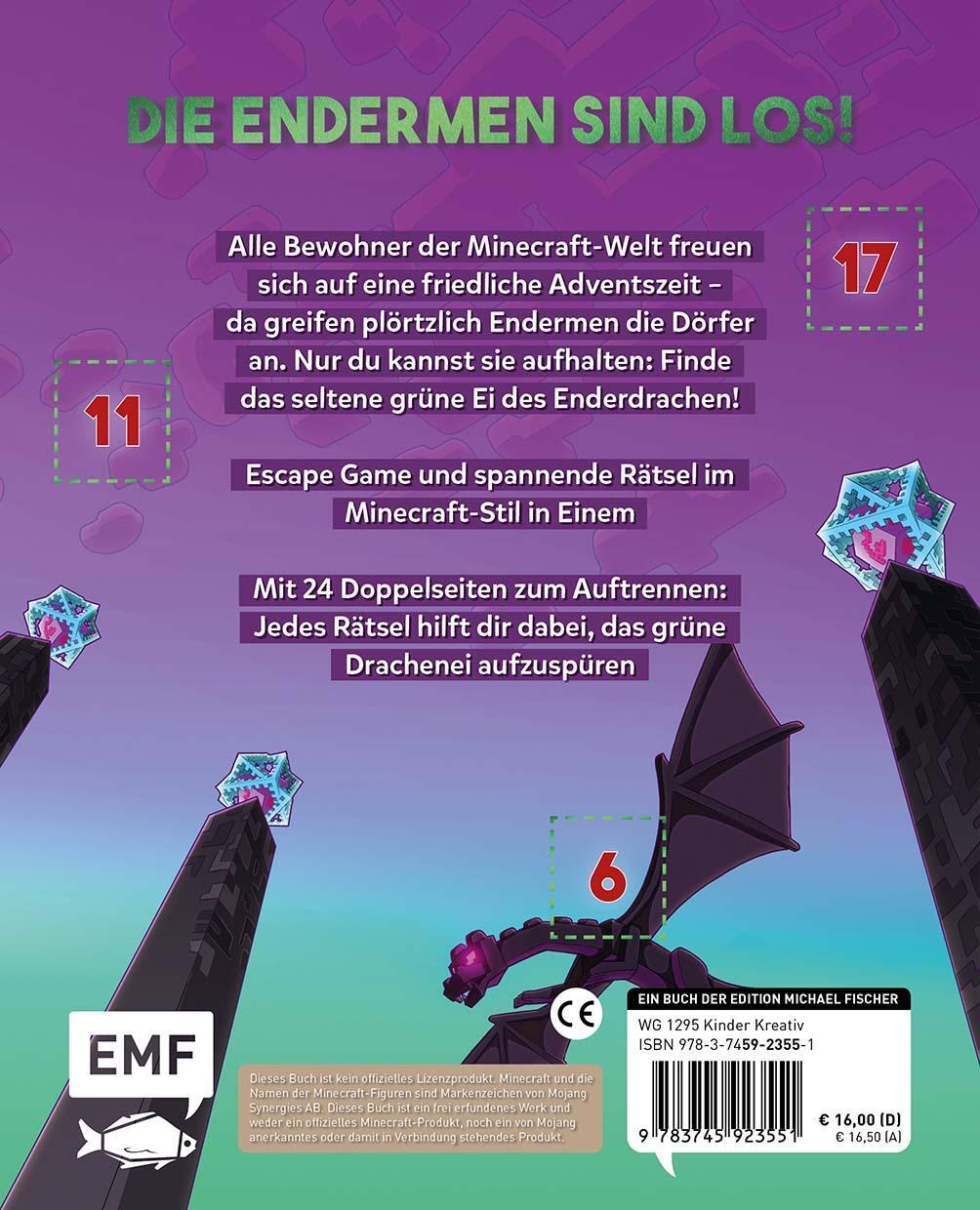 Rückseite: 9783745923551 | Escape-Adventskalender für Minecrafter: Das Ei des Enderdrachen | Buch