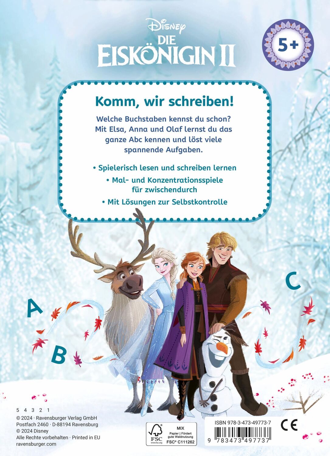 Rückseite: 9783473497737 | Disney Die Eiskönigin 2 Mein Vorschulblock Lesen und Schreiben -...