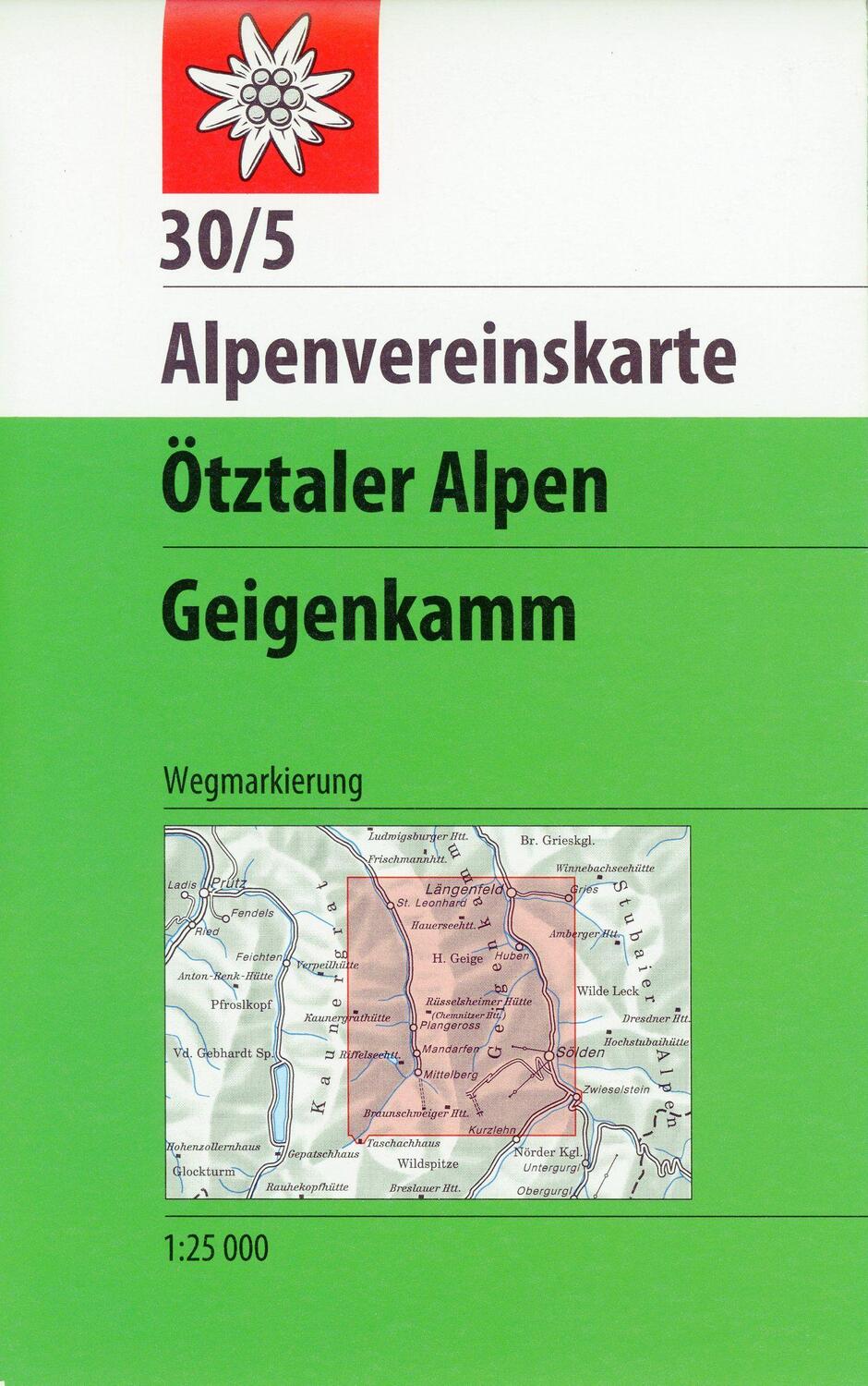 Cover: 9783948256043 | Ötztaler Alpen, Geigenkamm 1:25 000 | Wegmarkierung | (Land-)Karte