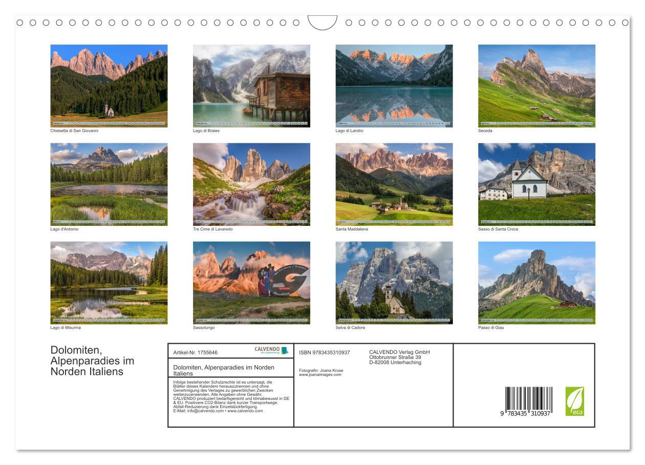 Bild: 9783435310937 | Dolomiten, Alpenparadies im Norden Italiens (Wandkalender 2025 DIN...