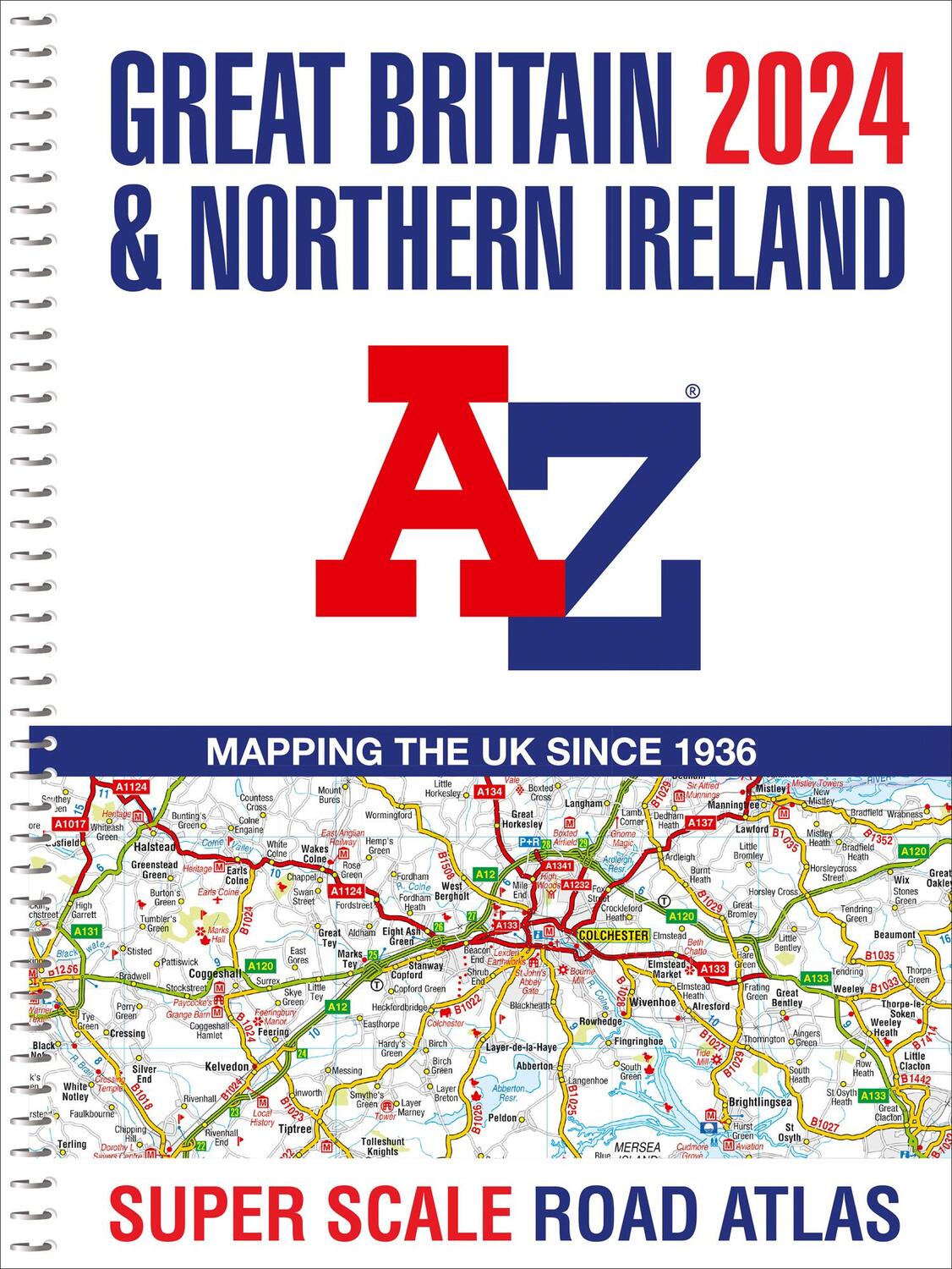 Cover: 9780008597658 | Great Britain A-Z Super Scale Road Atlas 2024 (A3 Spiral) | maps