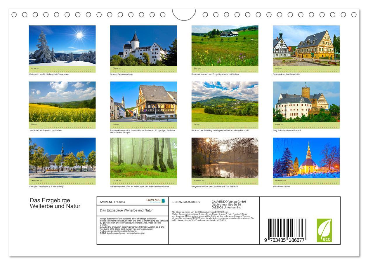 Bild: 9783435186877 | Das Erzgebirge Welterbe und Natur (Wandkalender 2025 DIN A4 quer),...